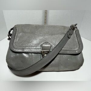 Silver Shimmer Coach Layla Leather Handbag